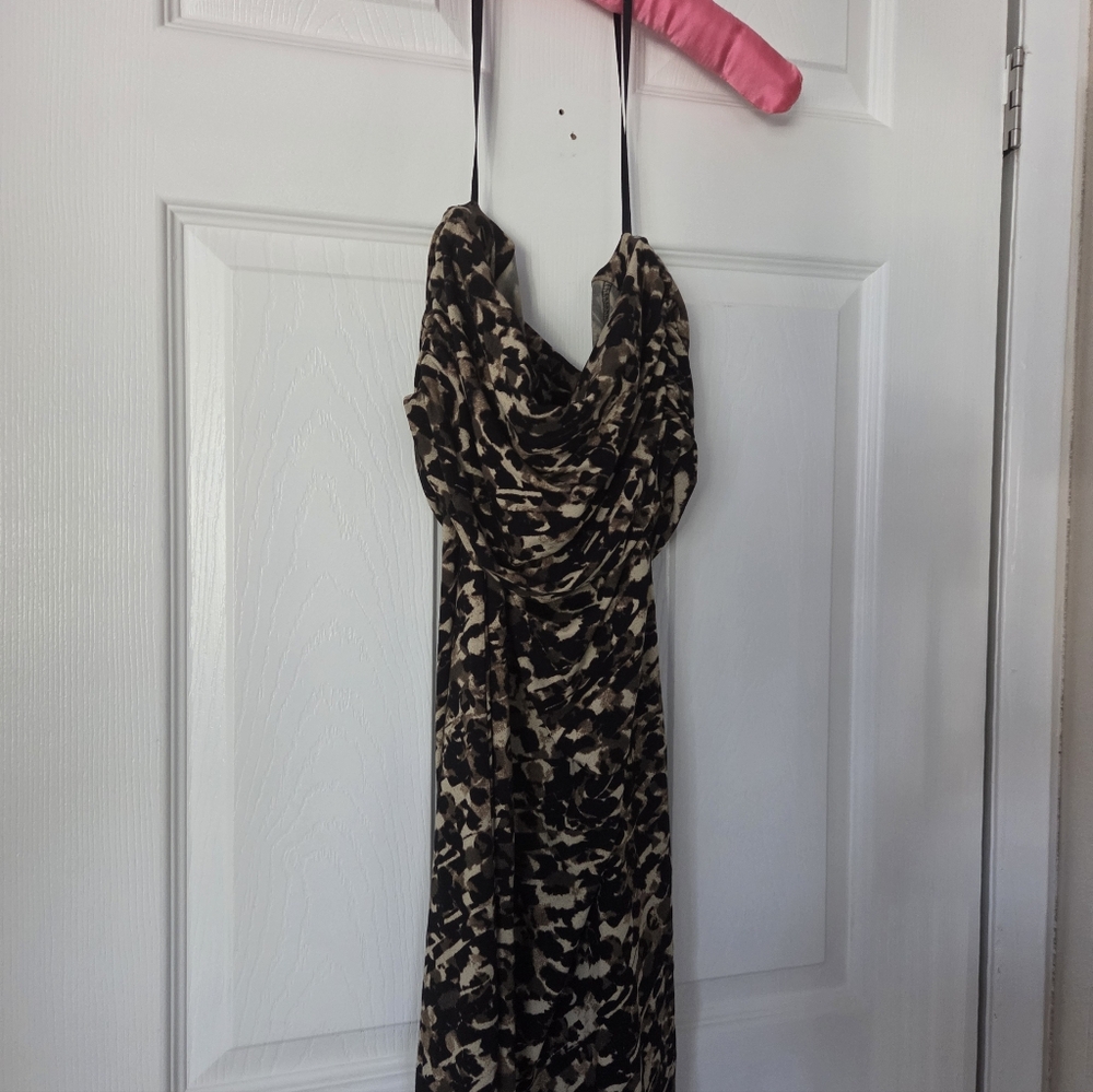 Ann Taylor Strapless Animal Print Dress - Black and Tan